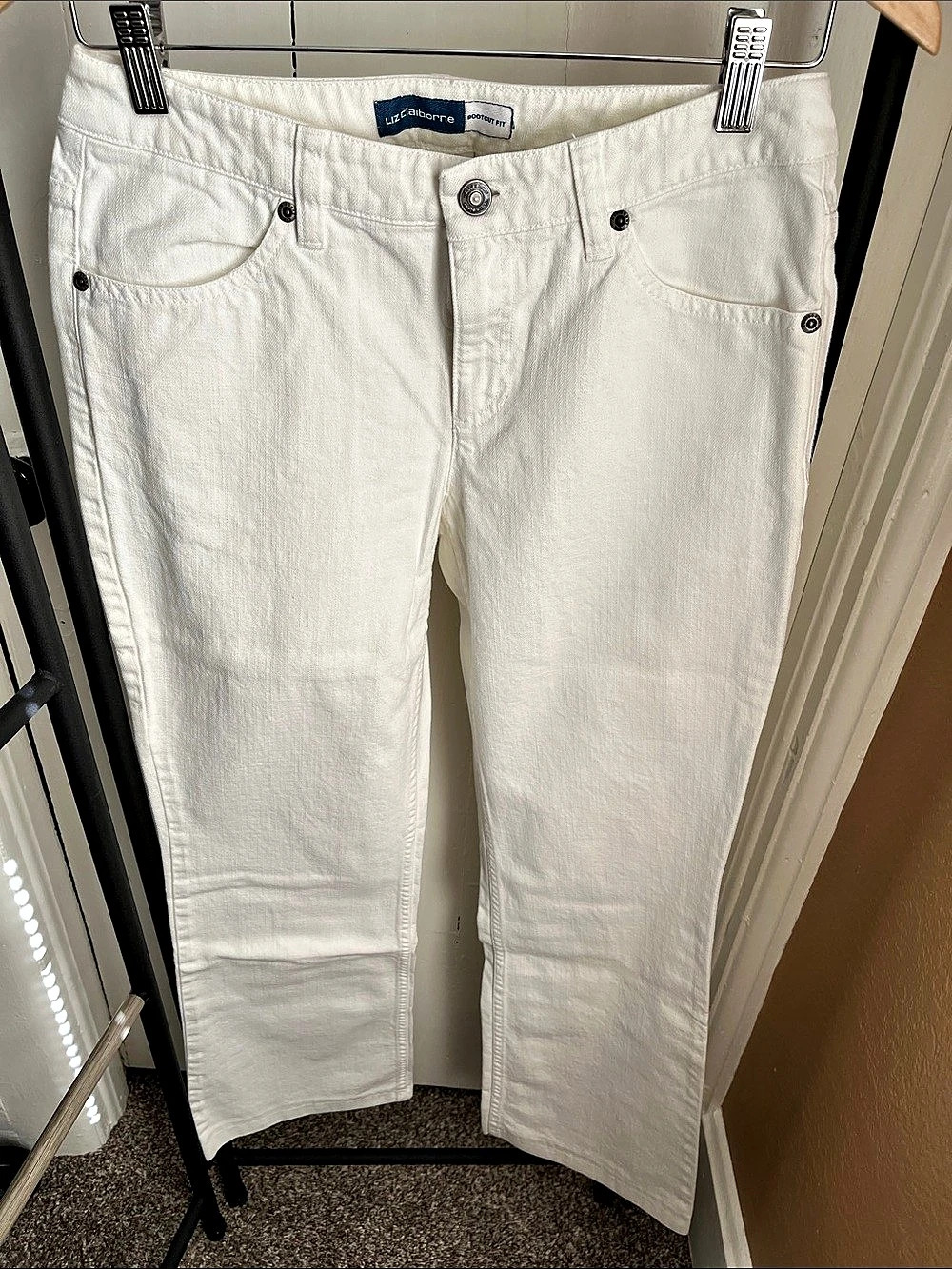 Liz Claiborne Wide Leg Cotton Jeans in White